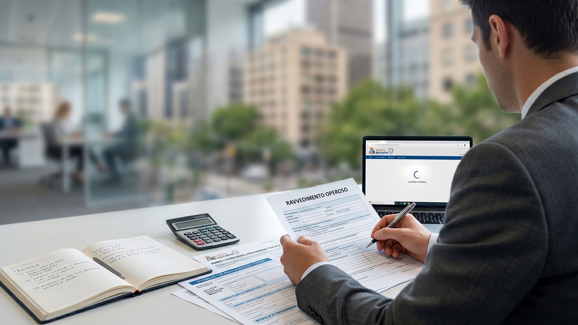 Professionista prepara il modulo per il ravvedimento operoso per regolarizzare versamenti e sanare pendenze con il Fisco.