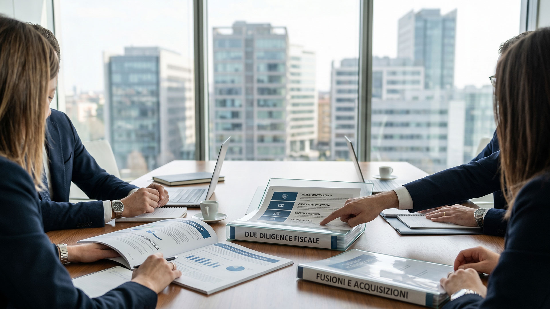Team di professionisti durante un'attività di tax due diligence per l'analisi della salute fiscale aziendale.